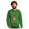thumbnail image 1 of Tstars Pizza Ugly Christmas Funny Xmas Pizza Tree Sweatshirt Small Green, 1 of 5