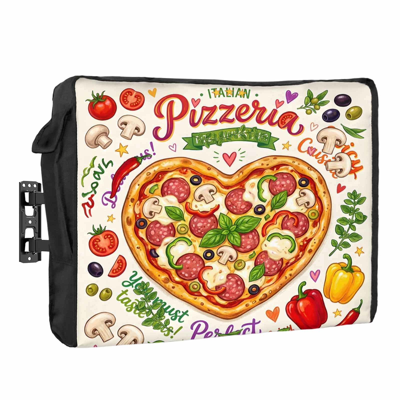 Pizza Protector Pizza Waterproof Outdoor TV Cover, Watercolor Cartoon Vegetables Pizza ...