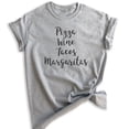 thumbnail image 1 of Pizza Wine Tacos Margaritas T-Shirt, Unisex Women's Men's Shirt, Pizza Shirt, Tacos Shirt, Margaritas Shirt, Heather Gray, 3X-Large, 1 of 6