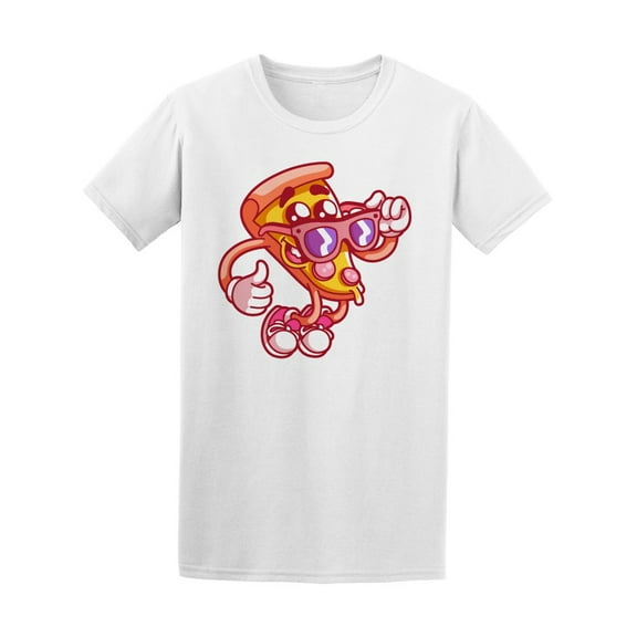 Pizza With Glasses Cartoon T-Shirt Men -Image by Shutterstock, Male Large