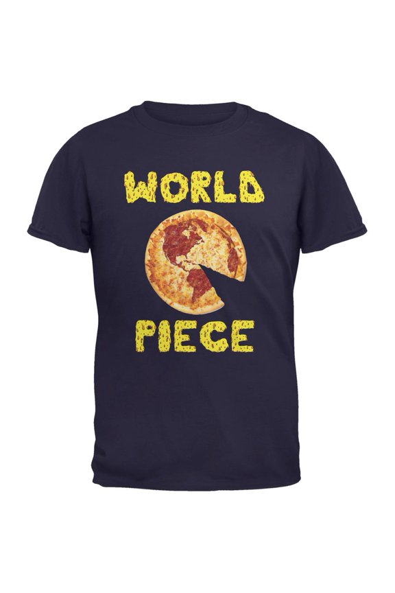 Pizza World Piece Navy Adult T-Shirt - Large