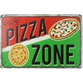 thumbnail image 1 of Pizza Zone Tin Sign Home Kitchen Signs Wall Decor Metal Funny Art Retro Vintage Distressed, 1 of 1