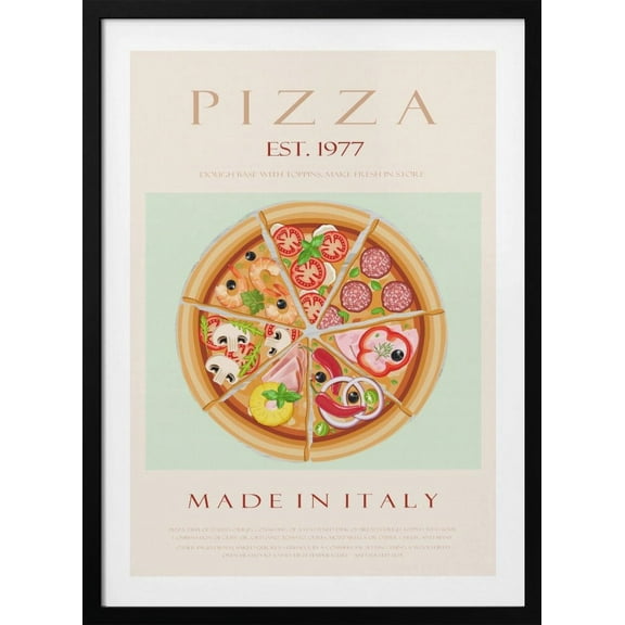 Pizza est. 1977 Framed Art Modern Wall Decor
