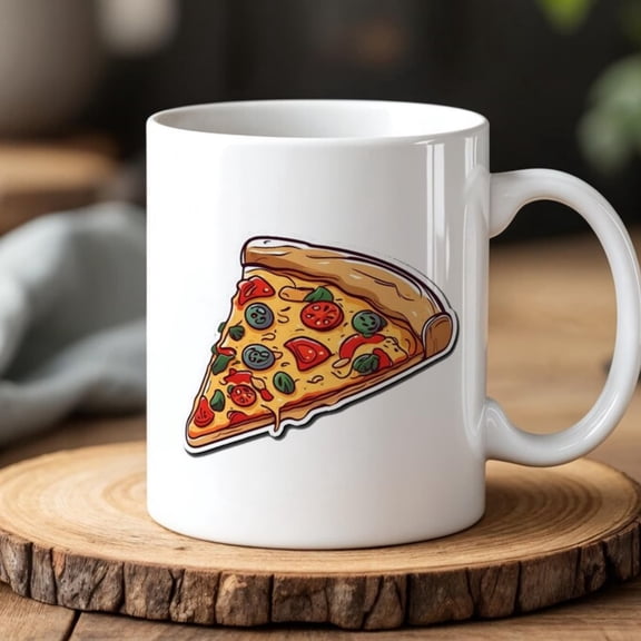 Pizza ice Mug 0 ml, Funny Foodie Coffee Cup, Pizza Lover Gift, Novelty Ceramic Mug, Cute Food Gift Idea.
