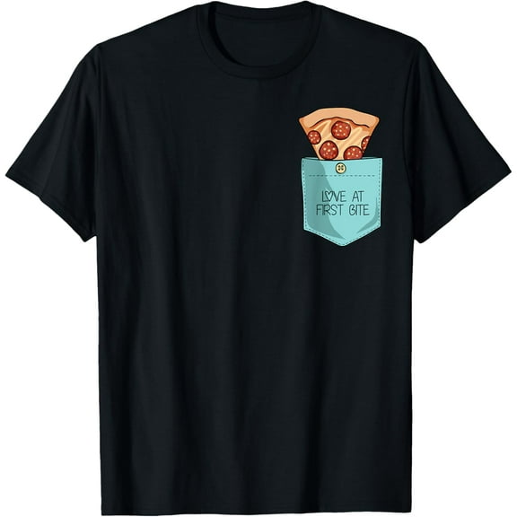Pizza in Pocket Love At First Bite Women Girls T-Shirt