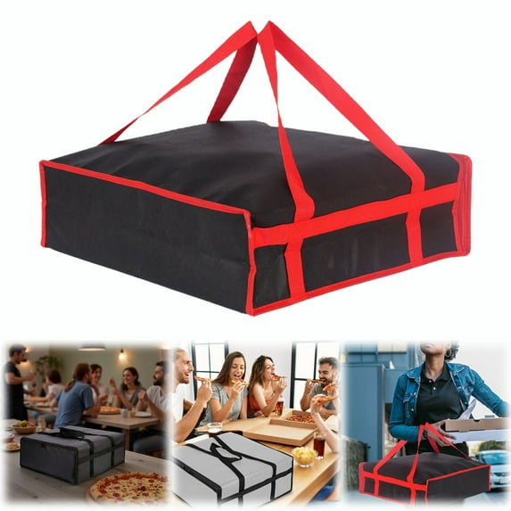Pizza insulated Bags, Delivery Bags, Black and Red,insulated Bag Large Capacity Pizza Bag (50X50X15Cm) Pizza Bags for Transport 20X20X6 inch insulated Non Woven Cloth Pizza Bag for Outdoor Picnic