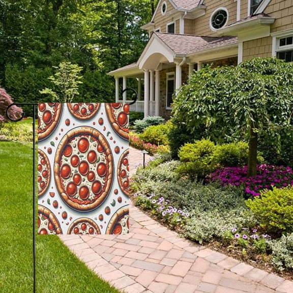 Pizzas Garden Flag Double Sided 12 x 18 Inch Outside Yard Decoration Outdoor Flag
