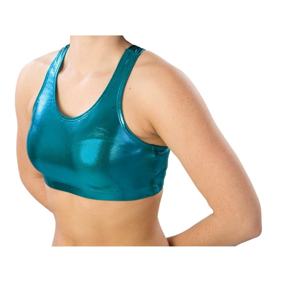 Pizzazz 1023M -RED -YM 1023M Youth Sports Bra, Metallic Red - Medium