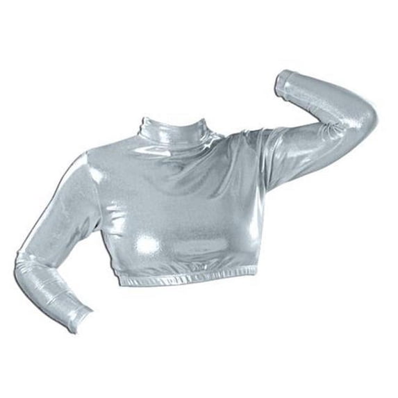 Pizzazz 7600M -SIL -AS 7600M Adult Crop Top, Metallic Silver - Small