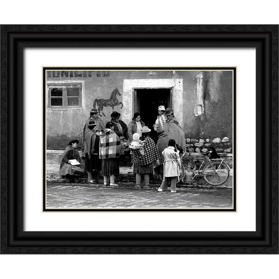 Pizzocaro, Giorgio 18x14 Black Ornate Wood Framed with Double Matting Museum Art Print Titled - Town Council In Pukara