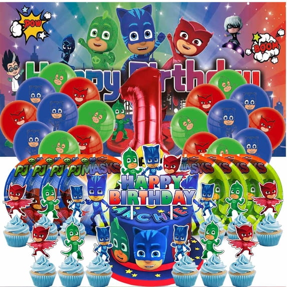 Pj Masks Balloons Party Supplies 1st Decor Tableware Birthday Cake Topper Decorations Banner Backdrop