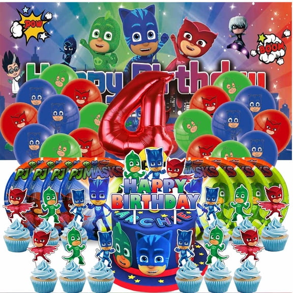 Pj Masks Balloons Party Supplies 4th Decor Tableware Birthday Cake Topper Decorations Banner Backdrop