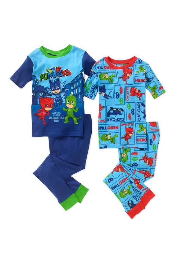 Boys' Licensed Cotton 4 Piece Pajama Set Size 6