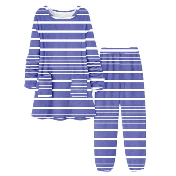 Pj Sets For Woman Sevevn Women's Fleece-Lined Pajama Set Winter Pajamas For Women
