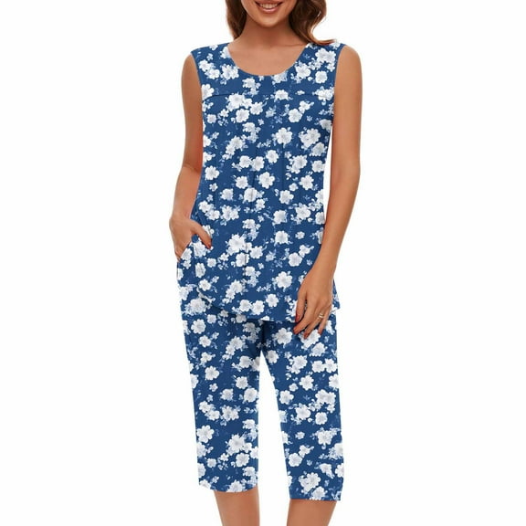 Pj Sets for Women Sale Plus Size Pajamas for Women Floral Printed Pj Set Loose Fitting Lounge Set 2 Piece Sleepwear