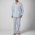 thumbnail image 1 of Pjamas Man Striped Pocket Button Patient Care Gown Long Sleeve Turndown Collar Pajama Sets Pj Sets for Men Comfy Pajamas for Men Set Mens Lounge Set Mens Soft Pajamas Sets, 1 of 3