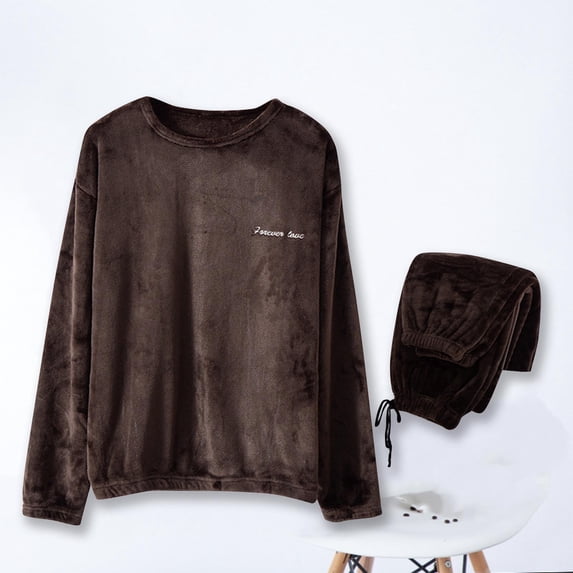 Pjamas Men Fashion Pajama Solid Casual Round-Neck Long Sleeve Pants Set Sleepwear Pj Sets for Men Comfy Pajamas for Men Set Mens Lounge Set Mens Soft Pajamas Sets
