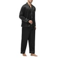 thumbnail image 1 of Pjamas Men Long Sleeves Turn Down Collar Pajamas Spring Silk Ice Silk Buttons Homewear Set Pj Sets for Men Comfy Pajamas for Men Set Mens Lounge Set Mens Soft Pajamas Sets, 1 of 7