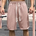 thumbnail image 1 of Pjgvf Men Short Drawstring Shorts Solid Color Casual Comfy Loose Fit Daily Running Pants Pink XL, 1 of 3