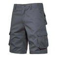 thumbnail image 1 of Pjgvf Mens Short Pocket Button Shorts Solid Color Comfortable Loose Fit Weekend Pants Dark Gray, 1 of 4