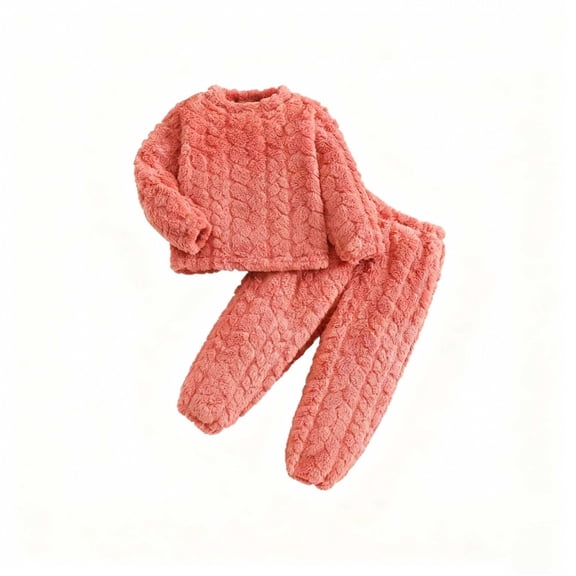 Pjs for Girls Girls Winter Pajama Sets Long Sleeve Top and Pants Flannel Thermal Soft Cozy Family Matching Sleepwear for Cold Weather Pajamas for Kids Pink 4 Years-5 Years