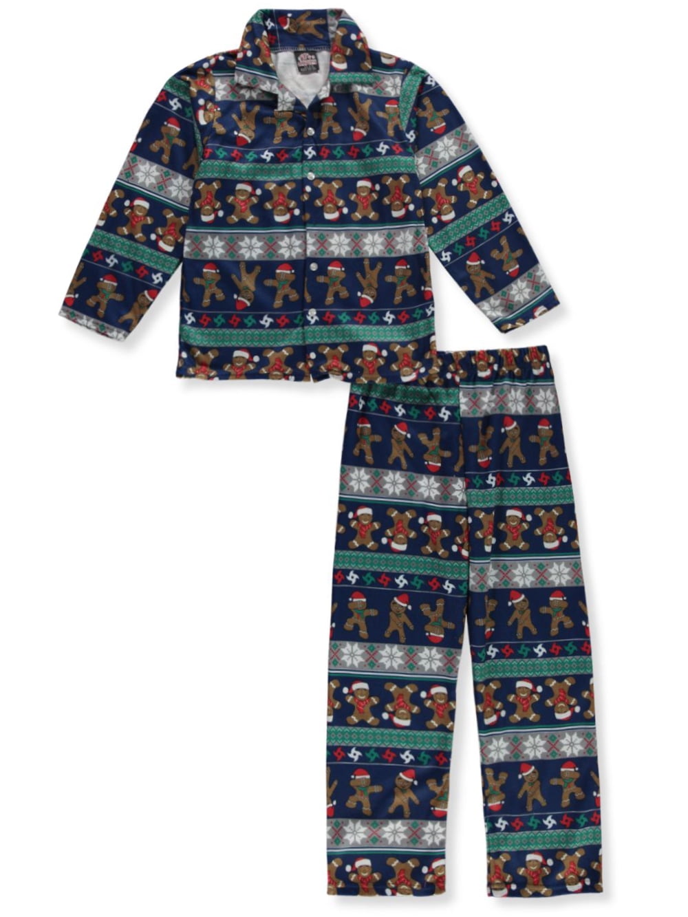 Pjs & Presents Boys' 2Piece Christmas Coat Style Pajamas navy/multi
