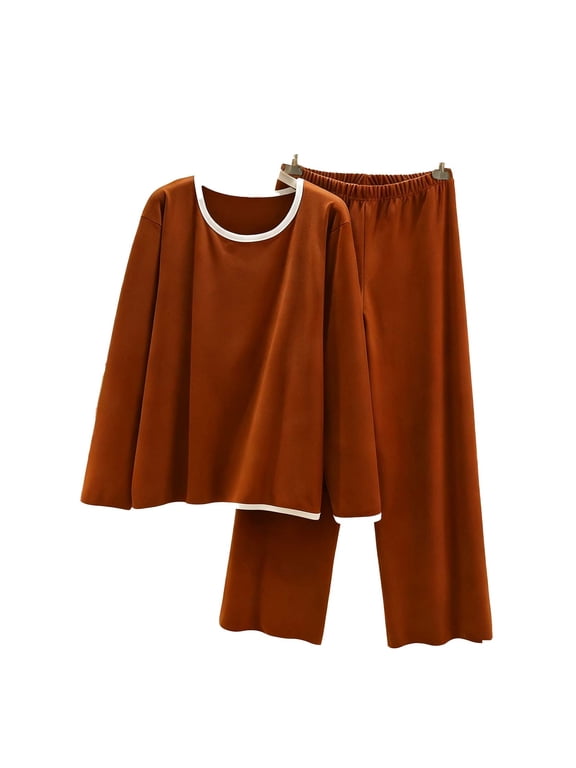 Pjs Sets For Women Sevevn Womens Pajamas Sets 2 Piece PJS Crewneck Long Sleeve Sleepwear Comfy Pants Lounge Set