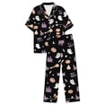 thumbnail image 1 of Pjs Sets for Women Simple Lightweight Breathable Halloween Fall Soft 2 Piece Sets Cute Pumpkin Short Sleeve Top With Long Pants Soft Pajama Set Black L, 1 of 4