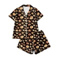 thumbnail image 1 of Pjs Sets for Women Simple Lightweight Breathable Halloween-Themed 2 Piece Cute Pumpkin Print Shirts And Shorts Soft Pajama Set Black L, 1 of 3