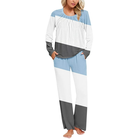 Pjs Women Women's Pajama Set Pajamas Ladies' Gradient Printed Casual Top Pants Pajama Set