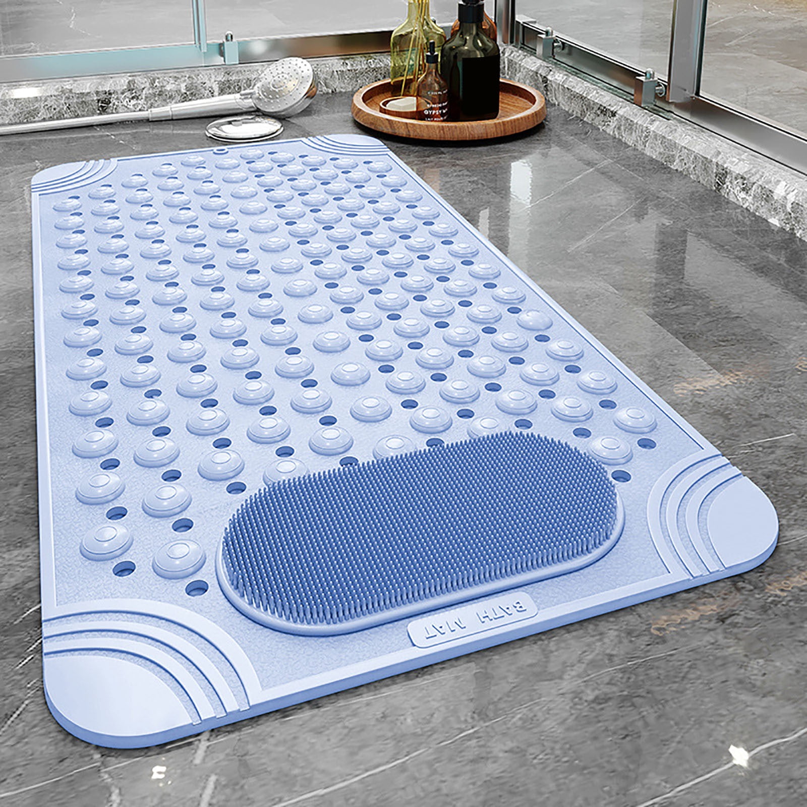 Anti-slip Shower Stall Mat, Bathtub Mats With Drain Holes And Suction Cup,  Foot Massage Shower Carpet For Home Bathroom, Bathroom Accessories - Temu