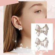 Pjtewawe Bow Earrings S925 Silver Needle Niches Temperament Unique Bow Earrings Women's 2022 Trendy Sweet Earrings