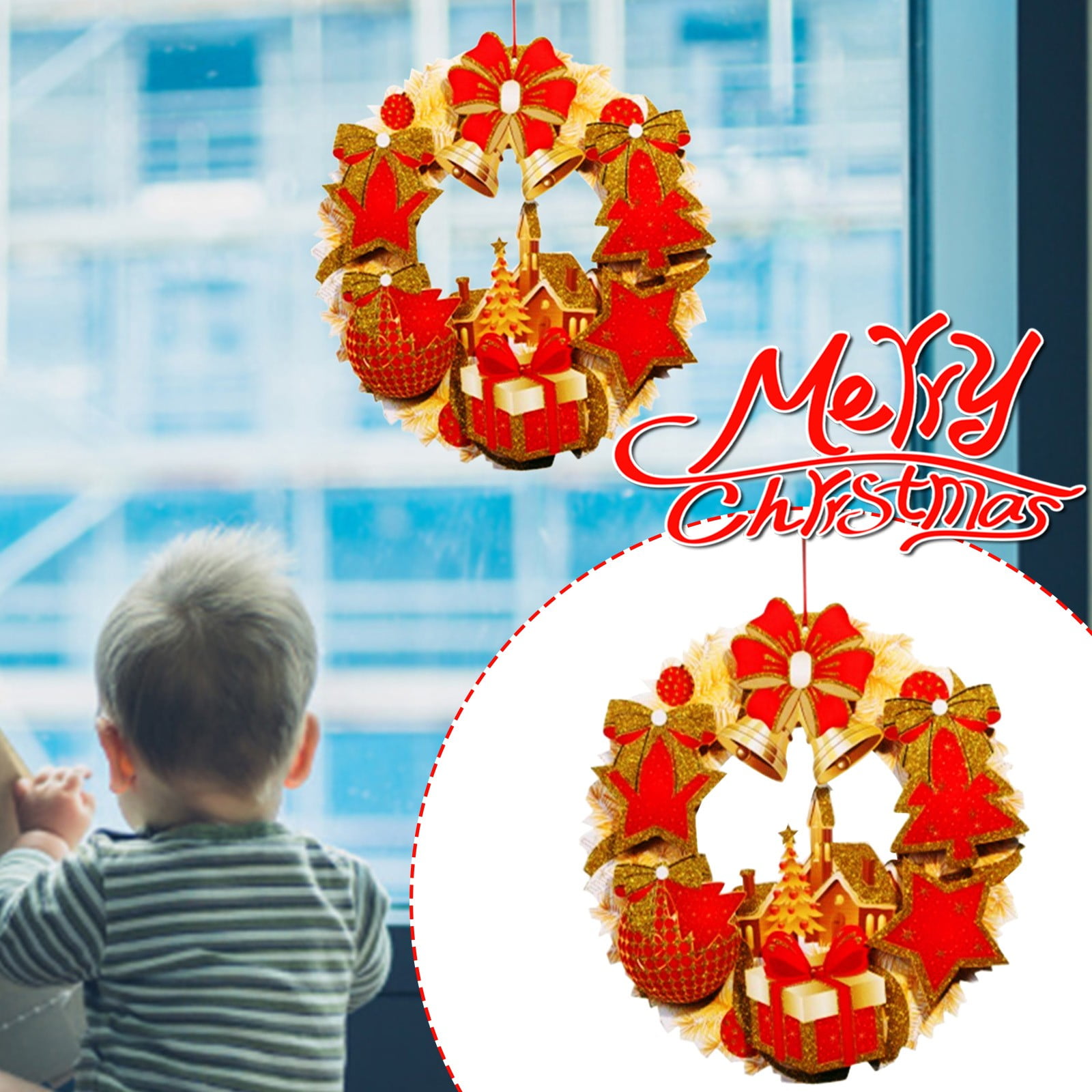 Pjtewawe Christmas Decorations Wall stickers Christmas Three