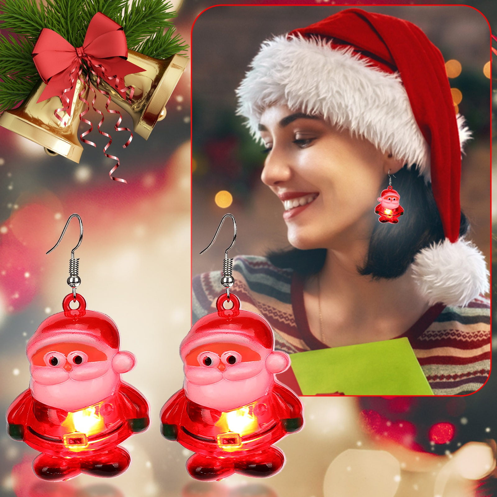 Pjtewawe Fashion Christmas Gift Earrings Christmas Party Earrings