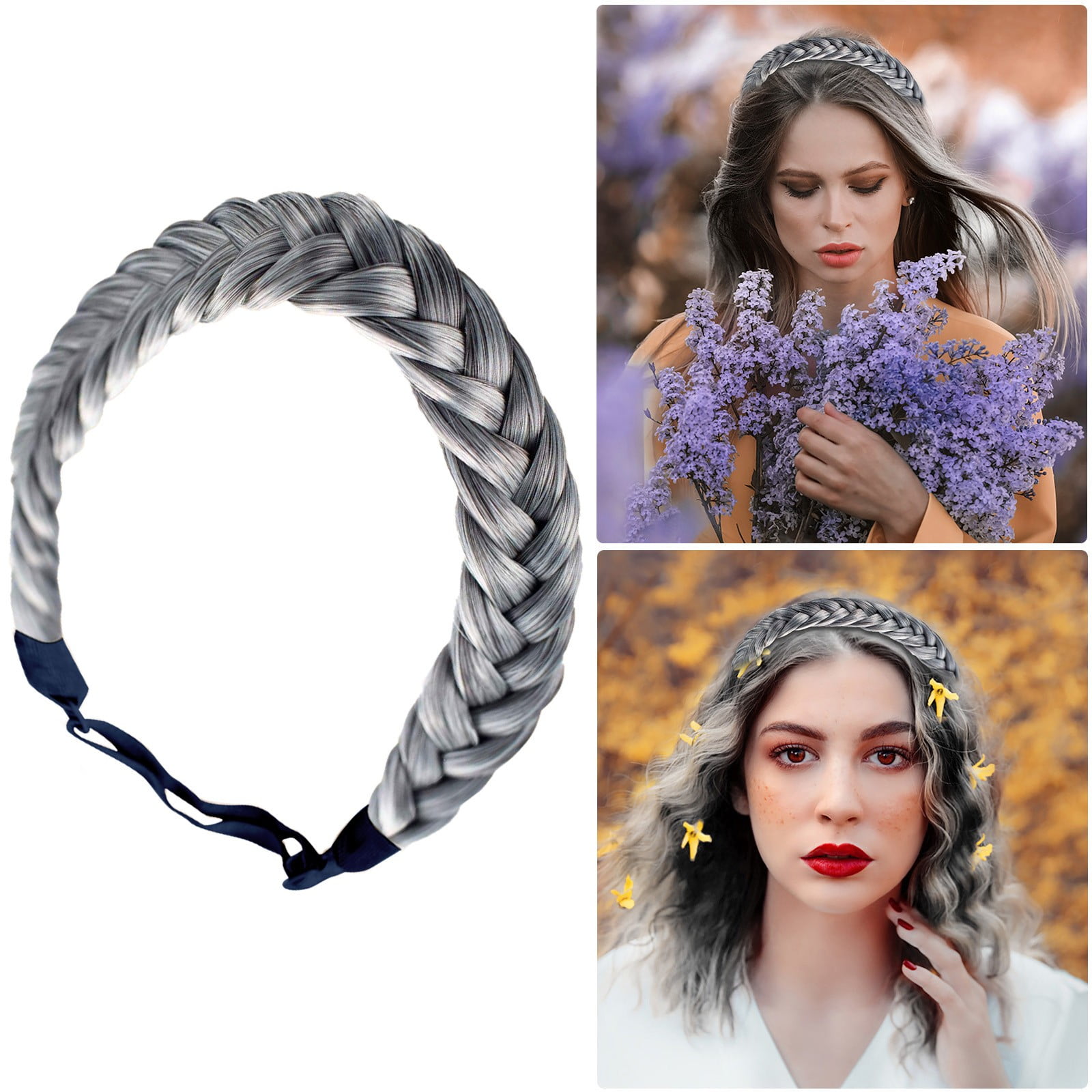 Pjtewawe Hair Rope Braid Headband 2 Strands Messy Wide And Thick