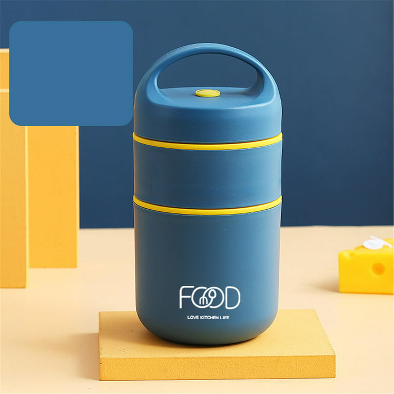 Portable Kids Adult Insulated Trave Thermos Vacuum Warmer Food Container Lunch  Box Hot Food Flask BLUE 1300ML 