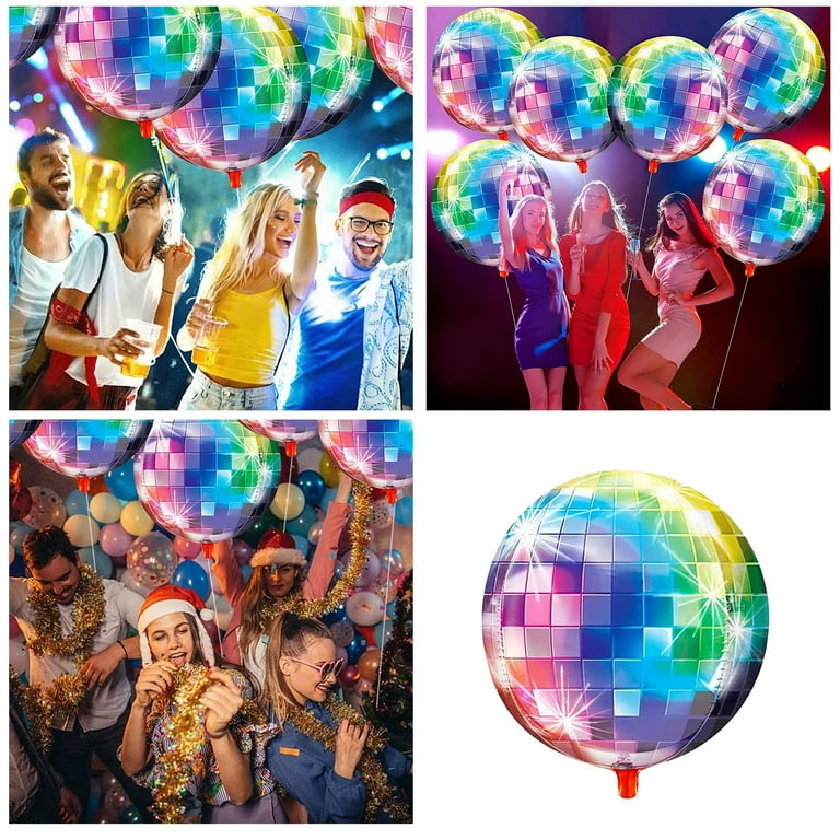 Pjtewawe Large 55.88Cm Disco Ball Balloons Disco Party Decorations | 360 4D  Spherical Metal Disco Balloons 70'S Party Decorations Disco Party Balloons