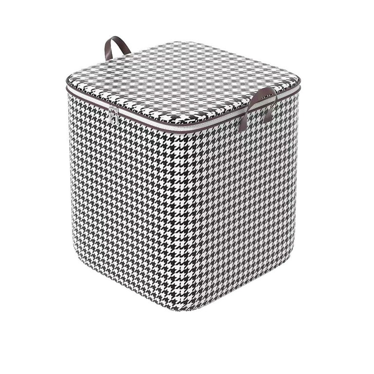 Pjtewawe Large Storage Bags Houndstooth Storage Bag Large Capacity Folding  Clothes Portable Wardrobe Sorting Clothes Storage Box With Reinforced  Handle Zipper 