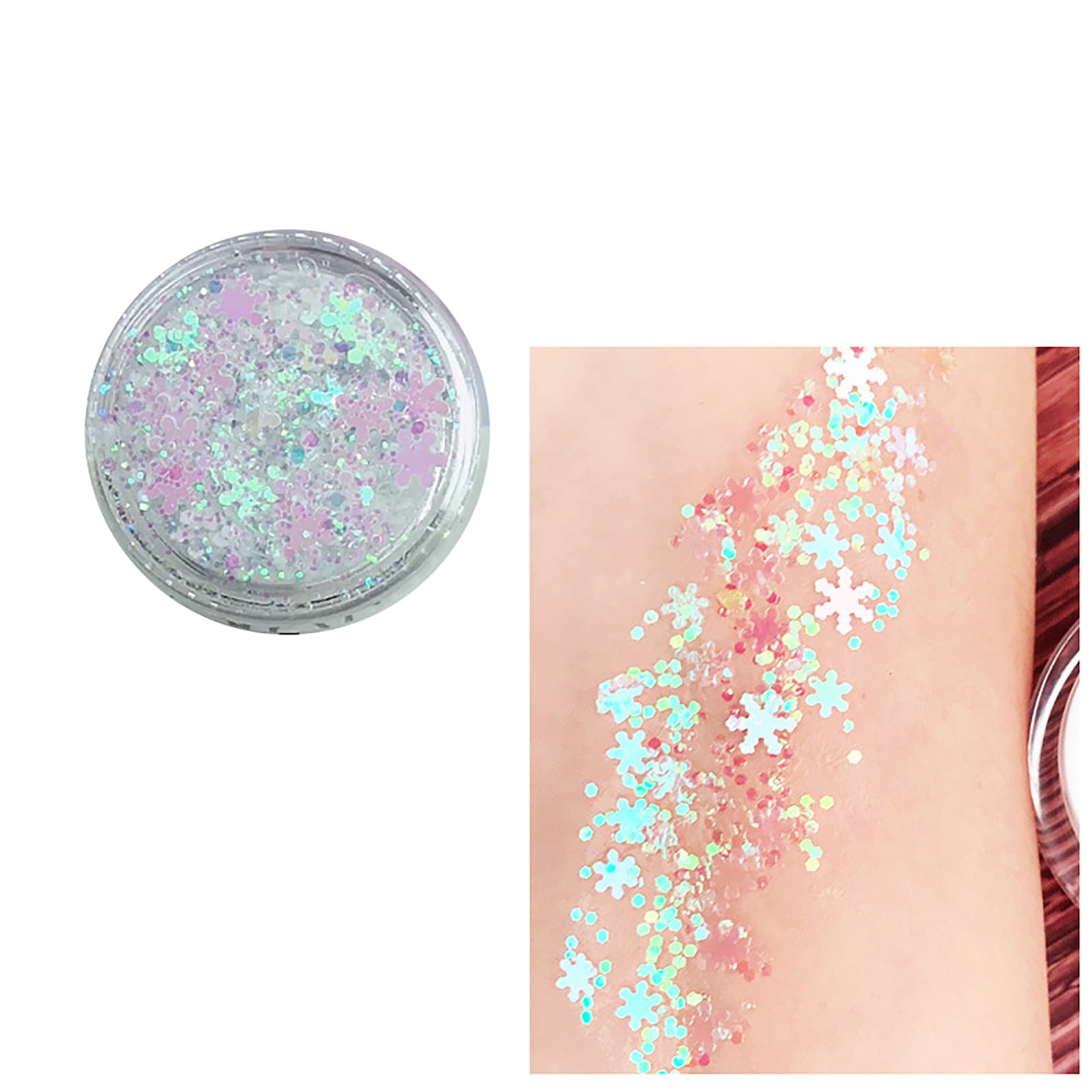 Paminify White Face Glitter Gel,Singer Concerts Music Festival Rave  Accessories,Mermaid Body Glitter Gel, Halloween Hair Sequins Face Glitter  Paint