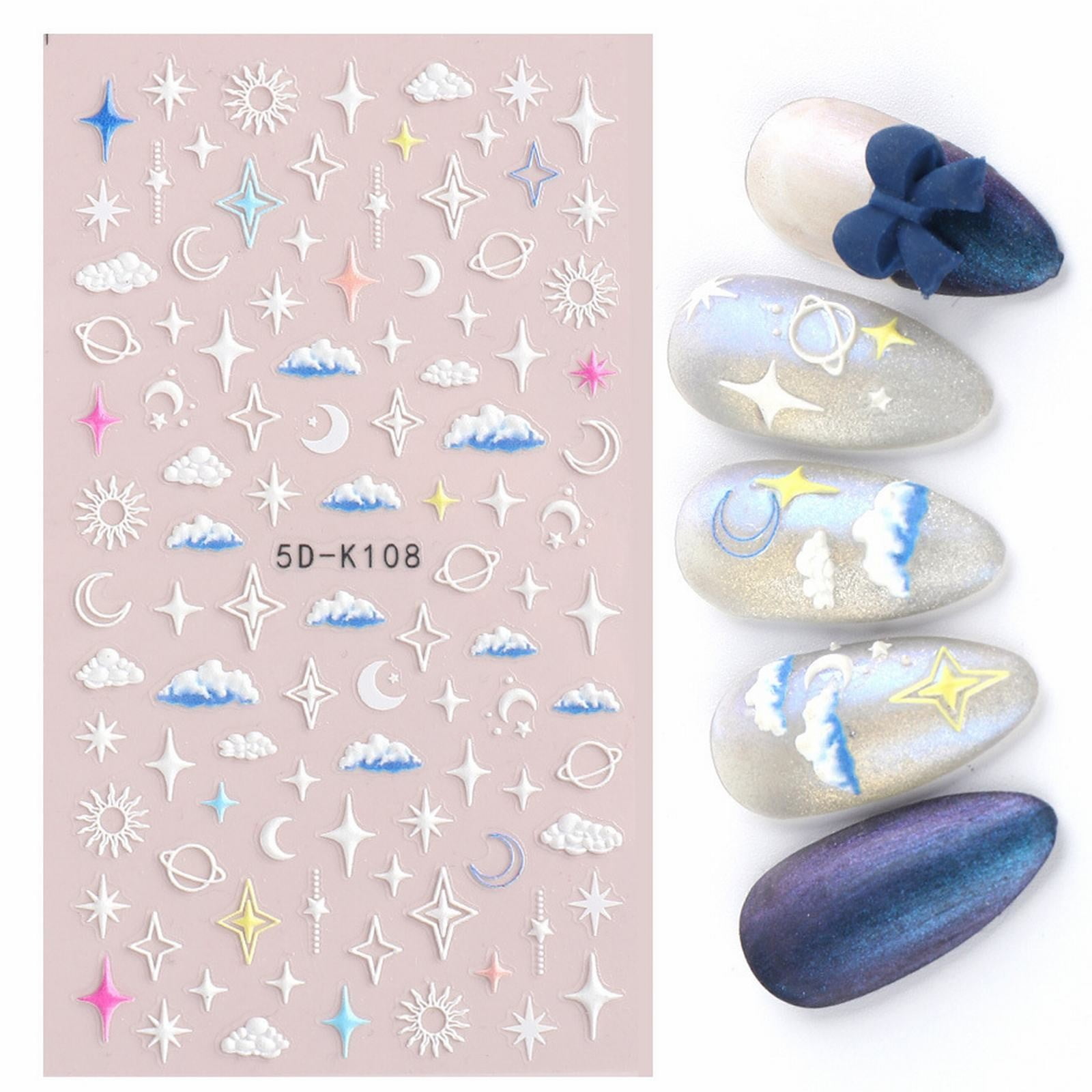 Pjtewawe Nail Stickers Nail Care Stickers 5D Relief Three Heart Shaped