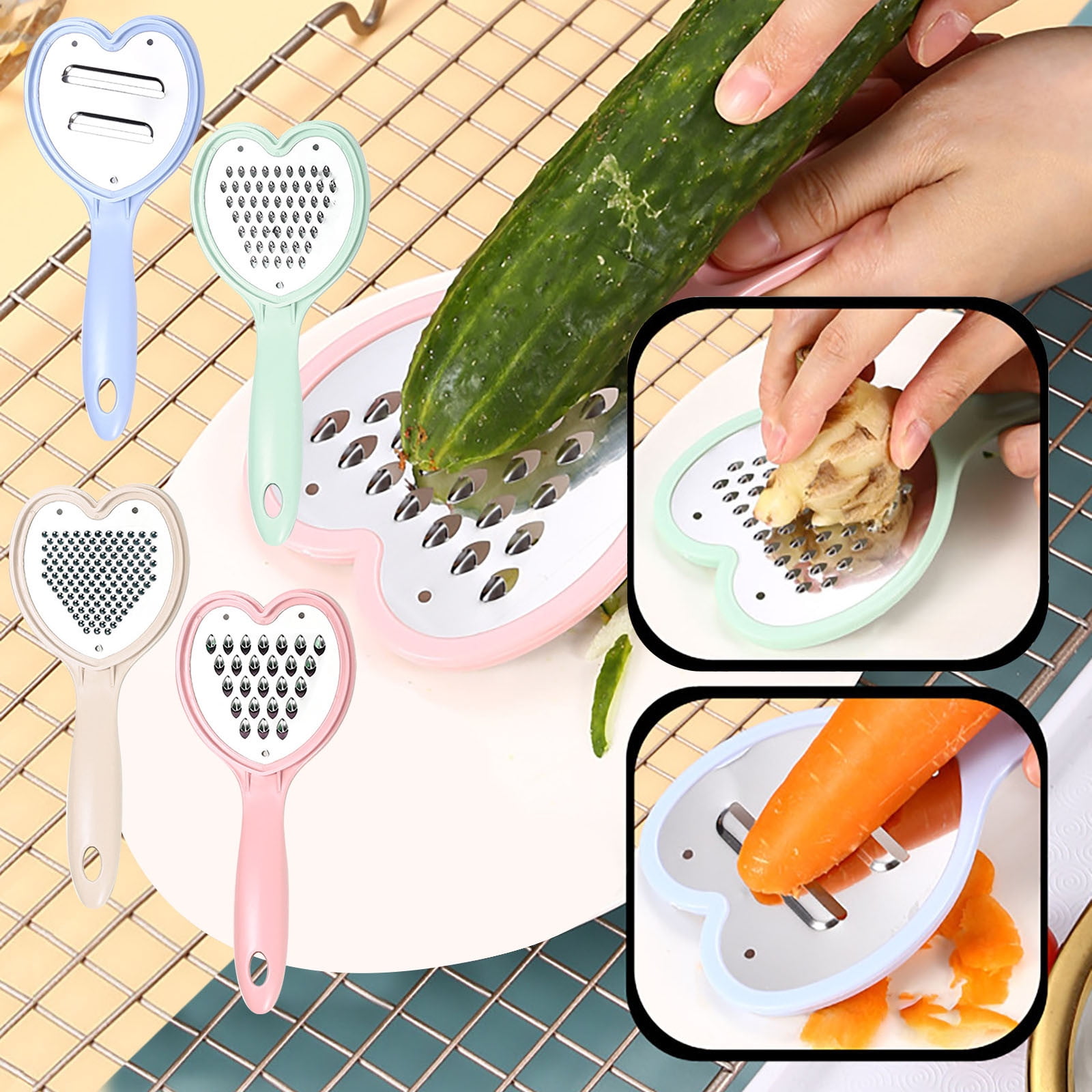 Pjtewawe Shaver Multi Purpose Vegetable Cutter 4 Piece Set Stainless Steel Cheese Grater and Vegetable Shredder Can Be used for Vegetables Fruit