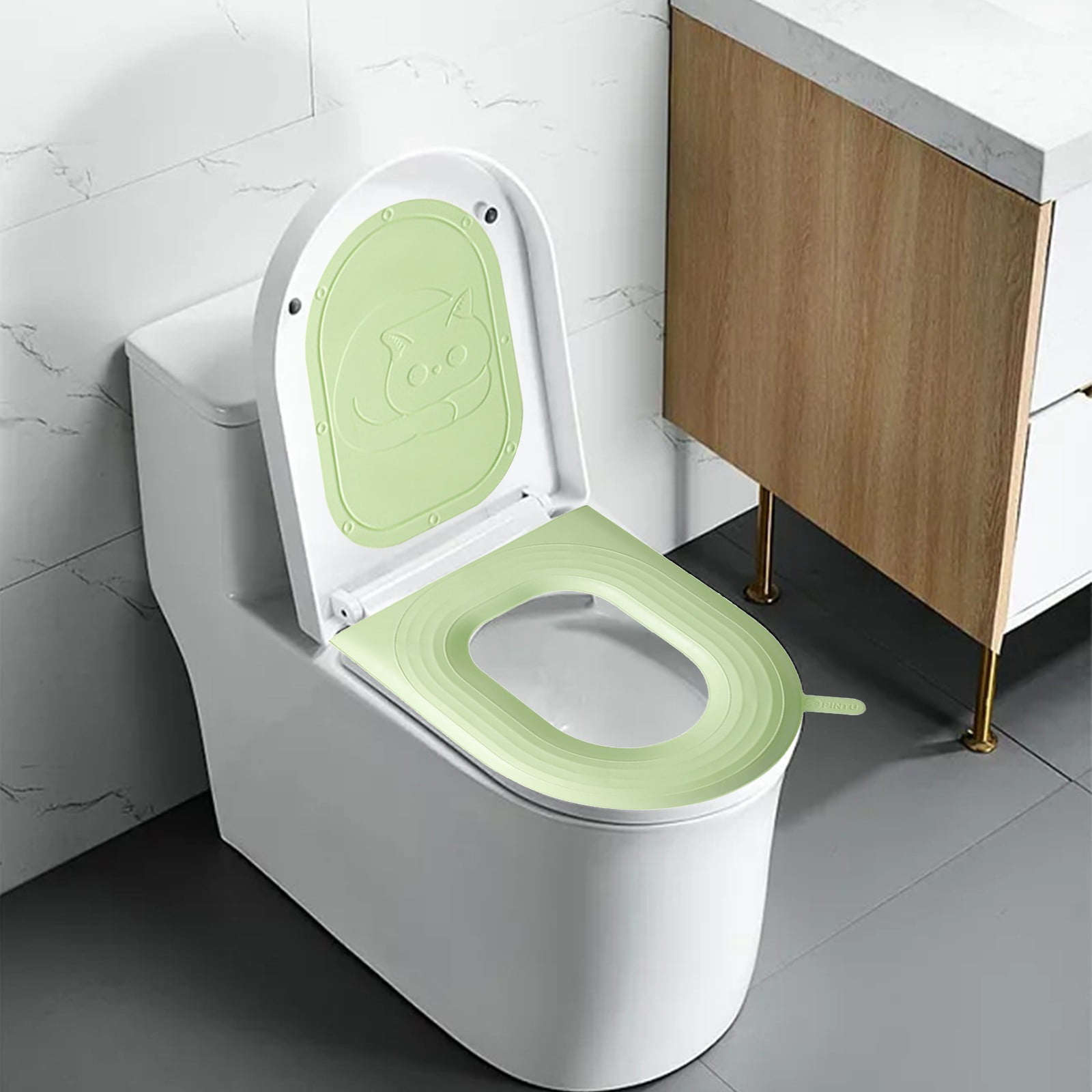 Pjtewawe Toilet Mat EVA foam toilet seat with handle can be washed in
