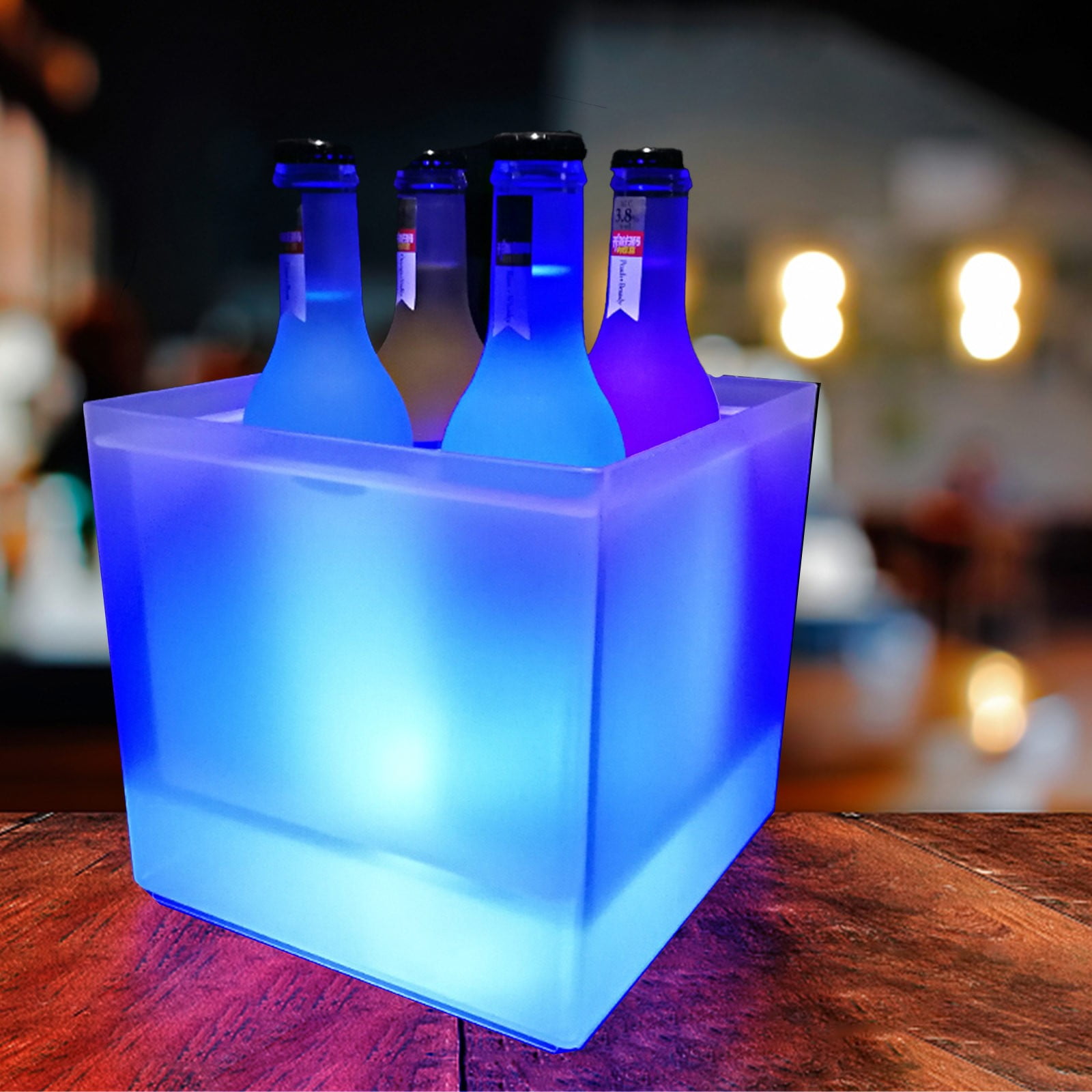 Pjtewawe Water Bottle LED Ice Bucket Color Changing LED Light Ice