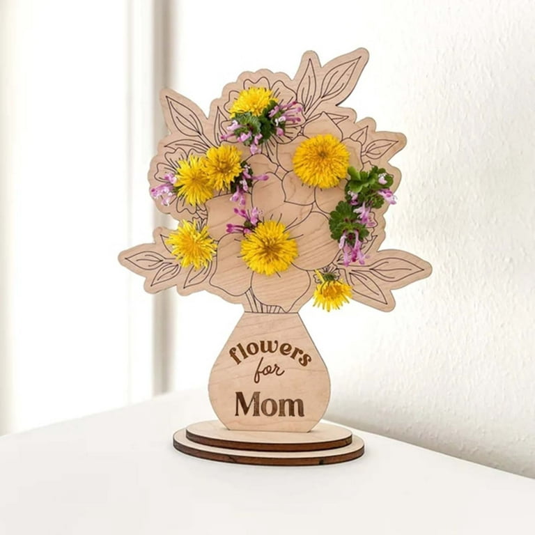Pjtewawe desktop ornament mother's day diy flower vase holder picked for  mommy flower holder/ mother's day gifts wooden mother's day sign