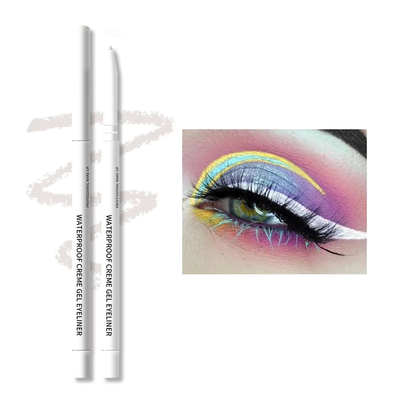 Water Activated Eyeliner Palette Neon Face Paint Colored Retro Liner Makeup  Matte Graphic Eyeliner UV Glow Fluorescent Black White Body Paint 16 Colors  