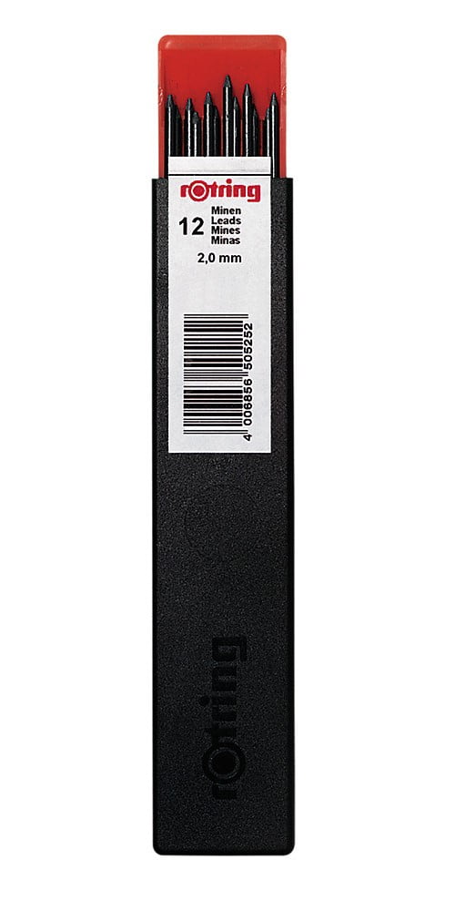 Pk/12 Rotring High Polymer Clutch Pencil Leads, 2 mm, HB