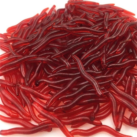 Pkeoh Fishing Lures 50Pcs Fishing Bait Soft Belly Chest Fork Dice Simulation Earthworm