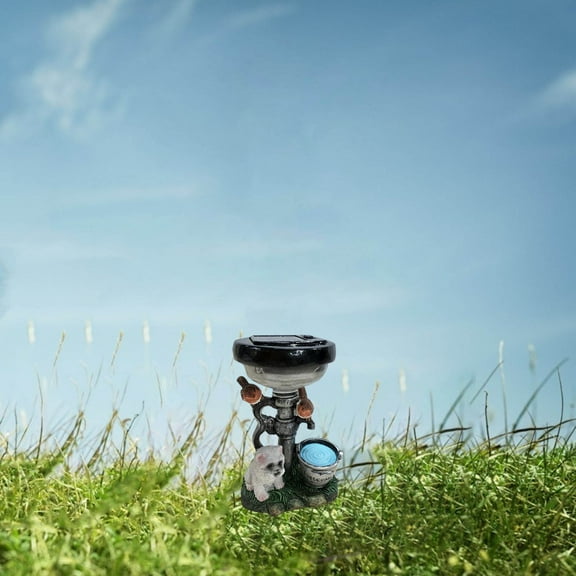 Pkeoh Garden Decor Garden Ornament Puppy And Bird Home Garden Decoration Light Garden Solar Light Decoration