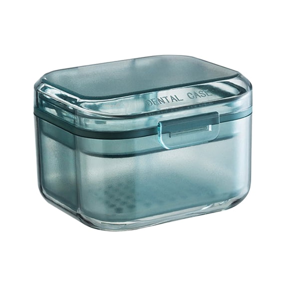 Pkeoh Portable Denture Box, 3 Layer Denture Cup With Filter Denture Bath Box Small Retainer Cleaner Box Mouth Guard Braces Travel Container For Storage And Soaking