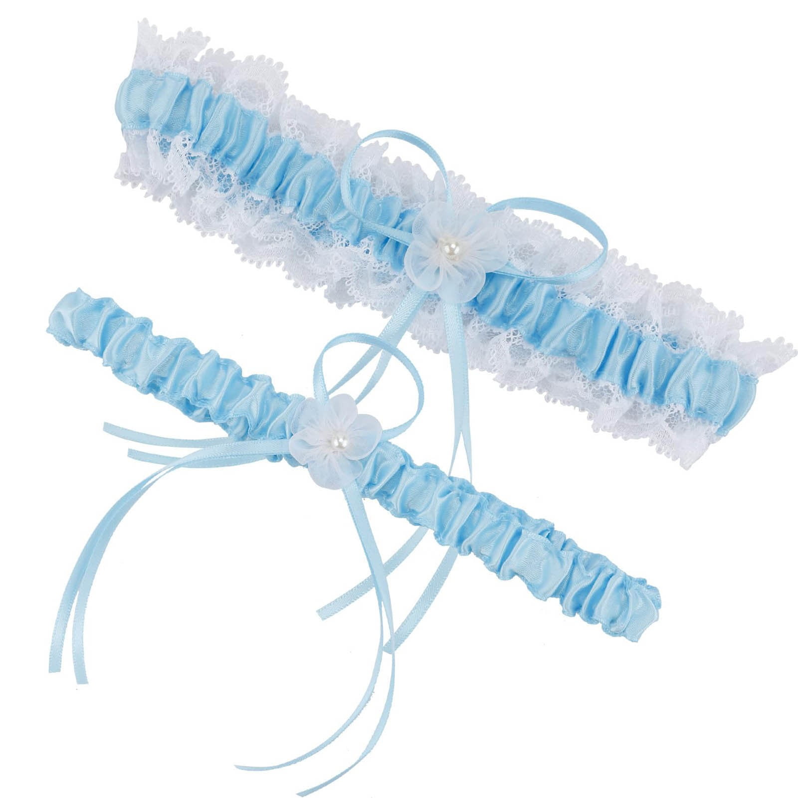 Pkeoh Wreath White Garters For Bride 2 Pieces, Wedding Garter For Bride